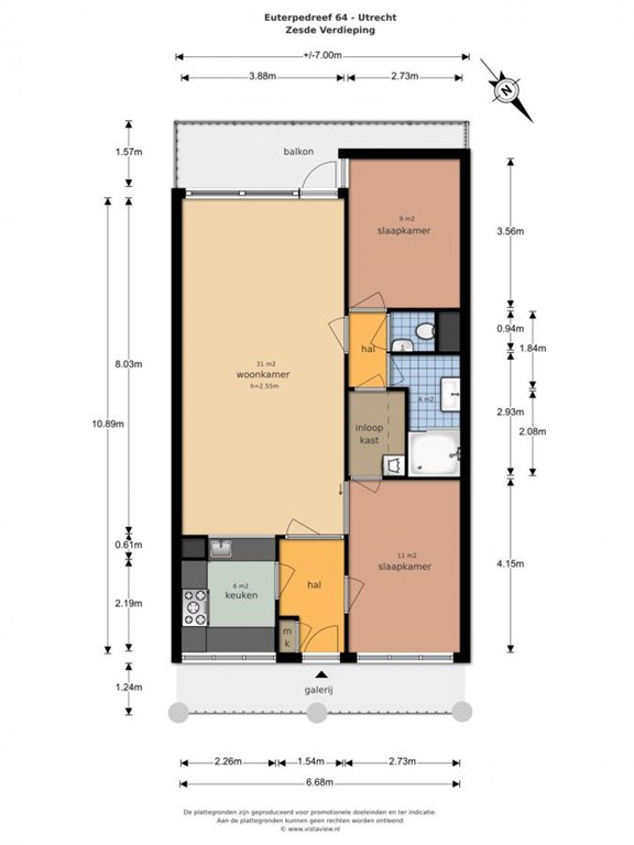 Appartement - Euterpedreef/Utrecht (€1065.00/75.00m2)