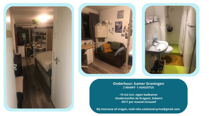 Kamer - studentenflat de Dragant/Groningen (€517.00/19.00m2)