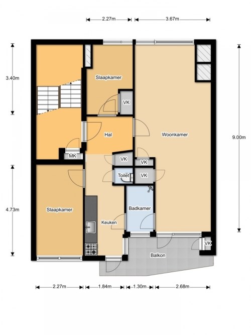 Appartement - Stalpaertstraat/Alkmaar (€890.00/66.00m2)