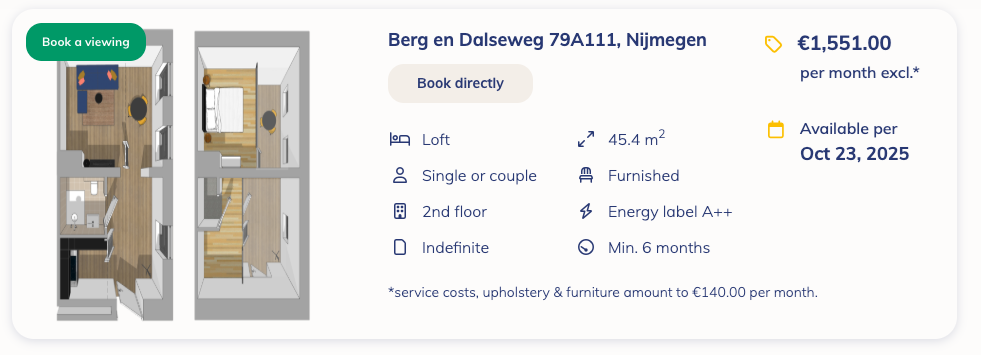 Appartement Berg en Dalseweg in Nijmegen