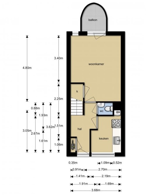 Appartement - Amelandstraat/Alkmaar (€990.00/61.00m2)