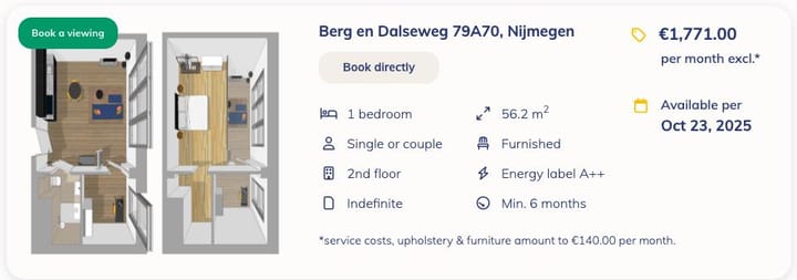 Apartment Berg en Dalseweg in Nijmegen